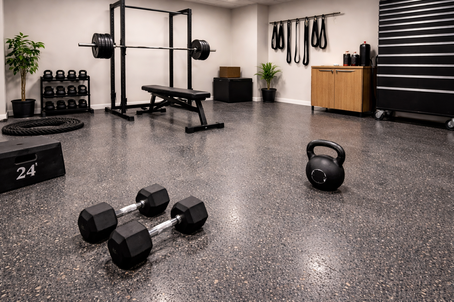 Overlay system for a home gym floor